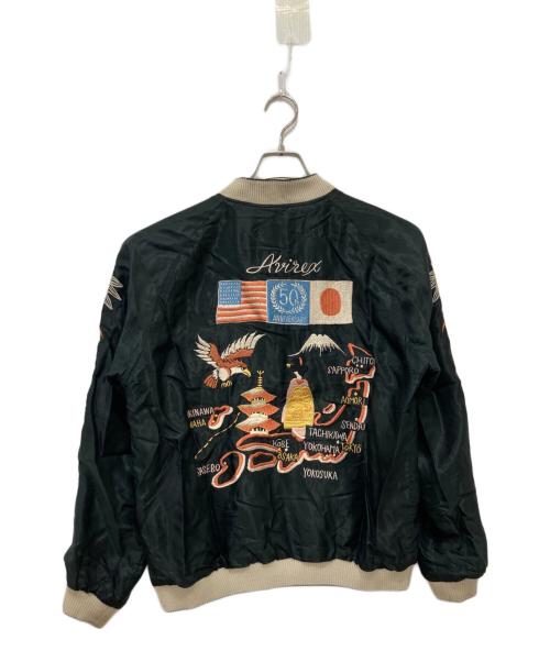 AVIREX（アヴィレックス）AVIREX (アヴィレックス) 東洋エンタープライズ (トウヨウエンタープライズ) SUKA JACKET 50th JAPAN MAP ブラック×グリーン サイズ:Lの古着・服飾アイテム