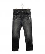 uniform experimentユニフォームエクスペリメント）の古着「SLIM-FIT STRETCH DAMAGED JEANS」｜ブラック