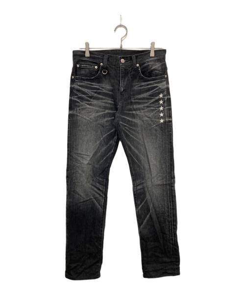 uniform experiment（ユニフォームエクスペリメント）uniform experiment (ユニフォームエクスペリメント) SLIM-FIT STRETCH DAMAGED JEANS ブラック サイズ:30の古着・服飾アイテム