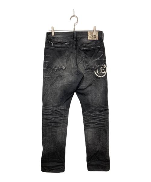 uniform experiment（ユニフォームエクスペリメント）uniform experiment (ユニフォームエクスペリメント) SLIM-FIT STRETCH DAMAGED JEANS ブラック サイズ:30の古着・服飾アイテム