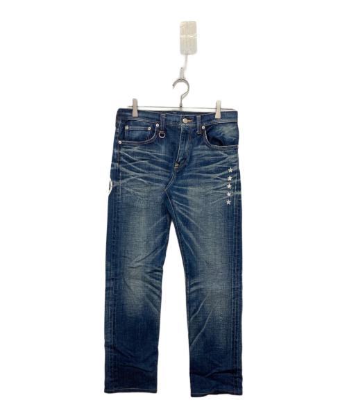 uniform experiment（ユニフォームエクスペリメント）uniform experiment (ユニフォームエクスペリメント) SLIM-FIT STRETCH DAMAGED JEANS インディゴ サイズ:76cm (W30)の古着・服飾アイテム