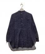 45Rフォーティファイブ・アール）の古着「ふわふわ二重織ドットプリントの908スタンドプルシャツ」｜ネイビー