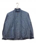 45Rフォーティファイブ・アール）の古着「綿麻瑠璃ダンガリーのカットワークフリルシャツ（重）」｜インディゴ