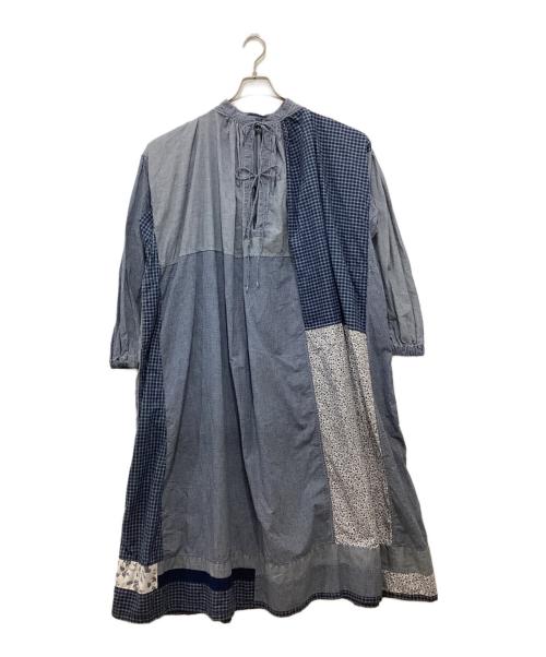 45R（フォーティファイブ・アール）45R (フォーティファイブ・アール) インディゴパッチワークのスモックドレス インディゴ サイズ:FREEの古着・服飾アイテム