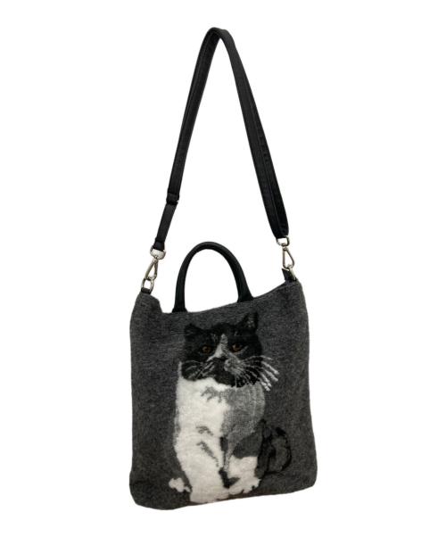 Teresa Cambi（テレサカンビ）Teresa Cambi (テレサカンビ) 猫柄2WAYバッグ グレーの古着・服飾アイテム