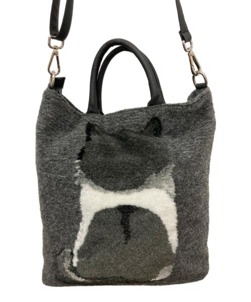 Teresa Cambi（テレサカンビ）Teresa Cambi (テレサカンビ) 猫柄2WAYバッグ グレーの古着・服飾アイテム