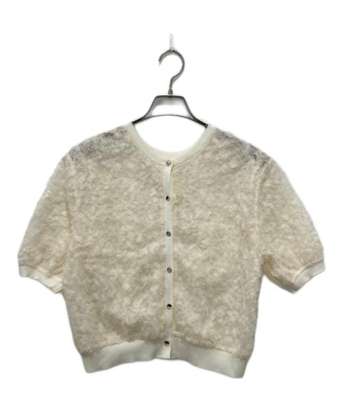 NOLLEY'S（ノーリーズ）NOLLEY'S (ノーリース) シフォン刺繍生地クルーネックカーディガン アイボリー サイズ:38の古着・服飾アイテム
