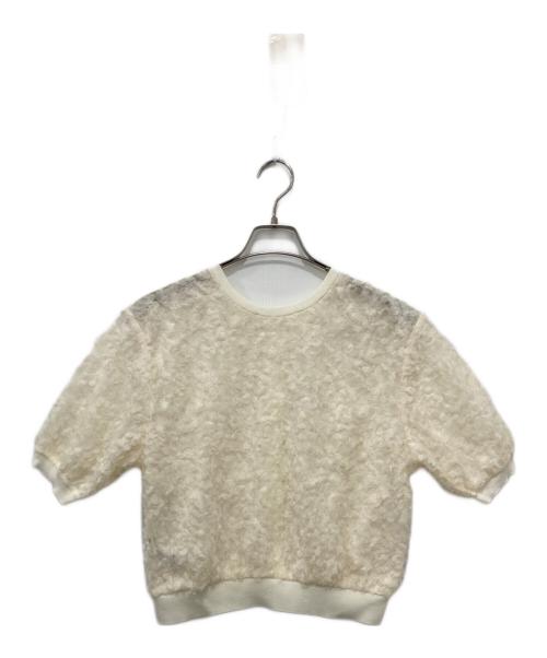 NOLLEY'S（ノーリーズ）NOLLEY'S (ノーリース) シフォン刺繍生地クルーネックカーディガン アイボリー サイズ:38の古着・服飾アイテム