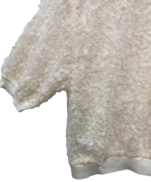 NOLLEY'S（ノーリーズ）NOLLEY'S (ノーリース) シフォン刺繍生地クルーネックカーディガン アイボリー サイズ:38の古着・服飾アイテム