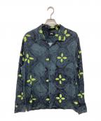stussyステューシー）の古着「総柄レーヨンシャツ」｜ブルー