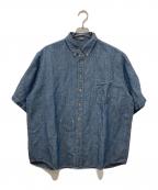 45Rフォーティファイブ・アール）の古着「綿麻瑠璃ダンガリーのオーシャン半袖シャツ」｜インディゴ