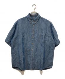 45R（フォーティファイブ・アール）の古着「綿麻瑠璃ダンガリーのオーシャン半袖シャツ」｜インディゴ
