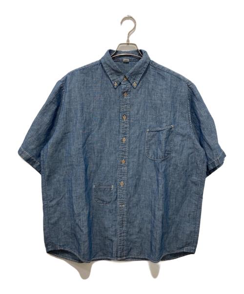 45R（フォーティファイブ・アール）45R (フォーティファイブ・アール) 綿麻瑠璃ダンガリーのオーシャン半袖シャツ インディゴ サイズ:4の古着・服飾アイテム