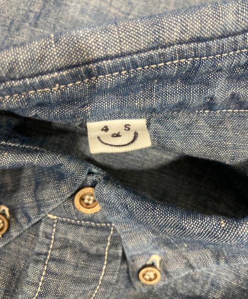 45R（フォーティファイブ・アール）45R (フォーティファイブ・アール) 綿麻瑠璃ダンガリーのオーシャン半袖シャツ インディゴ サイズ:4の古着・服飾アイテム