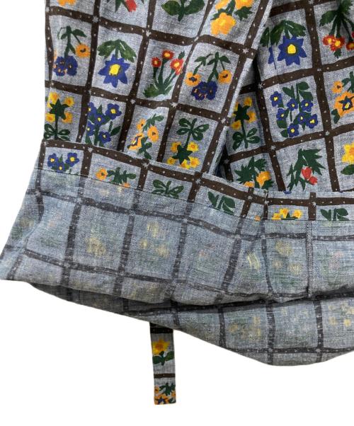 45R（フォーティファイブ・アール）45R (フォーティファイブ・アール) ダンガリーカディフルールシャンブルプリントのラップスカート ブルー サイズ:2の古着・服飾アイテム