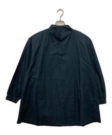 Porter Classic（ポータークラシック）の古着「GABARDINE STAND COLLAR LONG SMOCK SHIRT」｜ネイビー