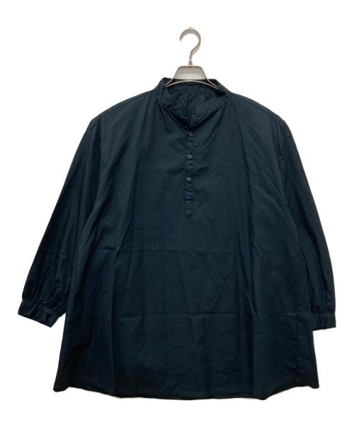 Porter Classic（ポータークラシック）Porter Classic (ポータークラシック) GABARDINE STAND COLLAR LONG SMOCK SHIRT ネイビー サイズ:1の古着・服飾アイテム