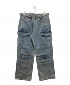 noirerノイア）の古着「UTILITY CARGO WIDE DENIM PANTS」｜インディゴ