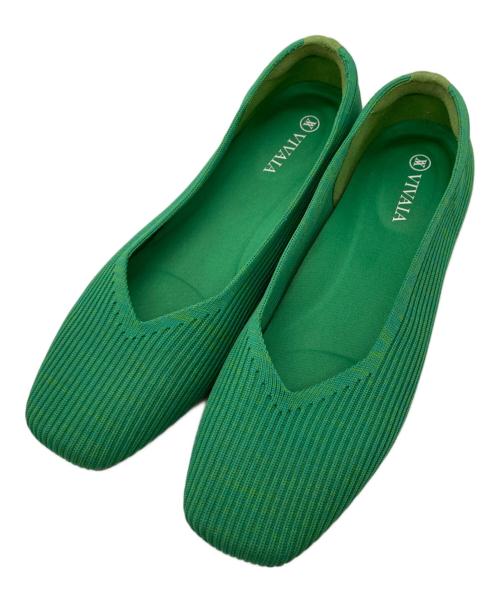 VIVALA（ヴィヴァラ）VIVALA (ヴィヴァラ) [Margot 2.0]スクエアトゥ フラットシューズ グリーン サイズ:36.5の古着・服飾アイテム
