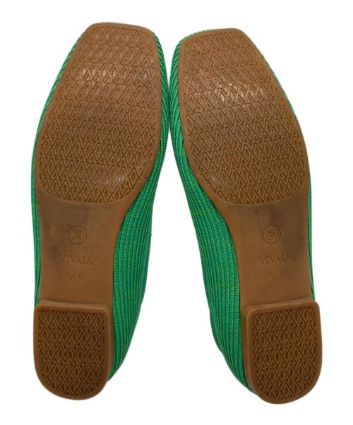 VIVALA（ヴィヴァラ）VIVALA (ヴィヴァラ) [Margot 2.0]スクエアトゥ フラットシューズ グリーン サイズ:36.5の古着・服飾アイテム