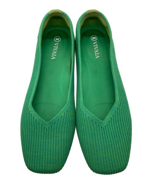 VIVALA（ヴィヴァラ）VIVALA (ヴィヴァラ) [Margot 2.0]スクエアトゥ フラットシューズ グリーン サイズ:36.5の古着・服飾アイテム