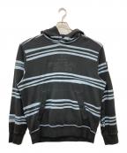 STONE ISLAND×SUPREMEストーンアイランド×シュプリーム）の古着「Warp Stripe Hooded Sweatshirt」｜ブラック×ブルー