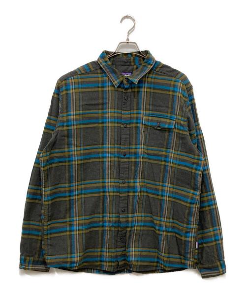 Patagonia（パタゴニア）Patagonia (パタゴニア) ネルシャツ ブラウン×ブルー サイズ:XLの古着・服飾アイテム