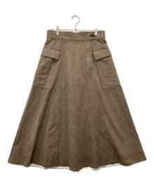 45R（フォーティファイブ・アール）の古着「ミニヘリンボンコットンツイードのワークフレアスカート」｜ブラウン