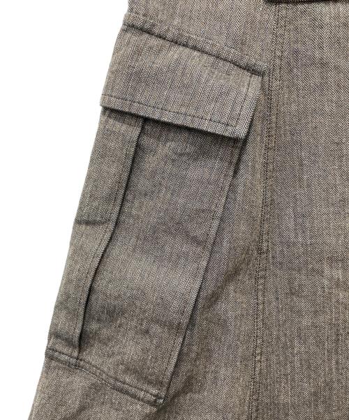 45R（フォーティファイブ・アール）45R (フォーティファイブ・アール) ミニヘリンボンコットンツイードのワークフレアスカート ブラウン サイズ:2の古着・服飾アイテム