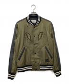 COACHコーチ）の古着「稲妻刺繍スタジャン」｜カーキ