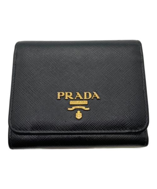PRADA（プラダ）PRADA (プラダ) 3つ折り財布 ブラックの古着・服飾アイテム