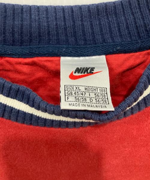 NIKE（ナイキ）NIKE (ナイキ) 刺繍ロゴスウェット/銀タグ ネイビー×レッド サイズ:XLの古着・服飾アイテム