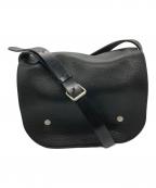 MARGARET HOWELLマーガレットハウエル）の古着「BRIDLE LEATHER SHOULDER BAG」｜ブラック