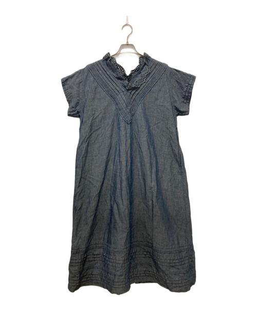 45R（フォーティファイブ・アール）45R (フォーティファイブ・アール) 綿麻シャンブレーのカットワークワンピース インディゴ サイズ:FREEの古着・服飾アイテム