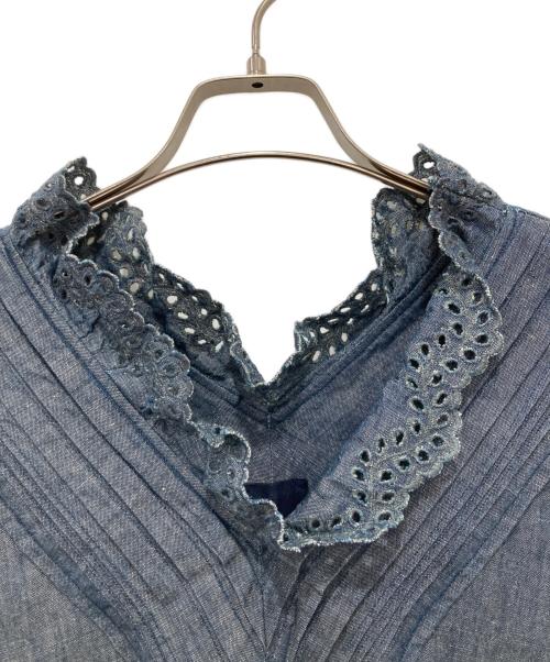 45R（フォーティファイブ・アール）45R (フォーティファイブ・アール) 綿麻シャンブレーのカットワークワンピース インディゴ サイズ:FREEの古着・服飾アイテム