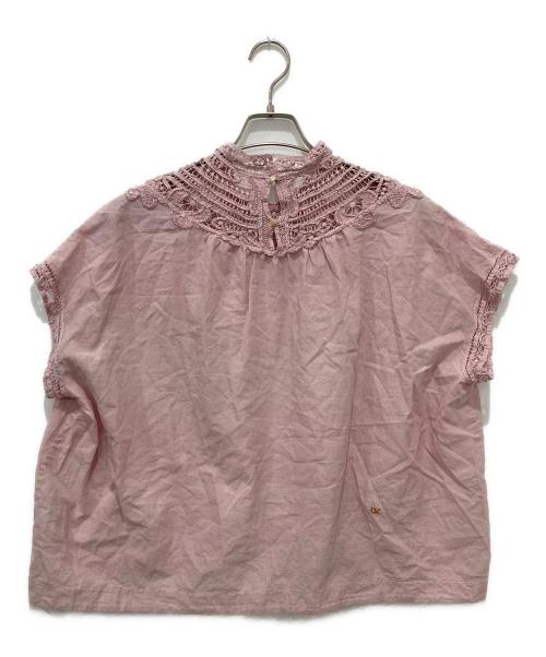 45R（フォーティファイブ・アール）45R (フォーティファイブ・アール) インドカディリボンレースのMキャミ ピンク サイズ:FREEの古着・服飾アイテム