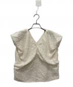 Nobleノーブル）の古着「レオパードジャガードデコルテVブラウス」｜アイボリー