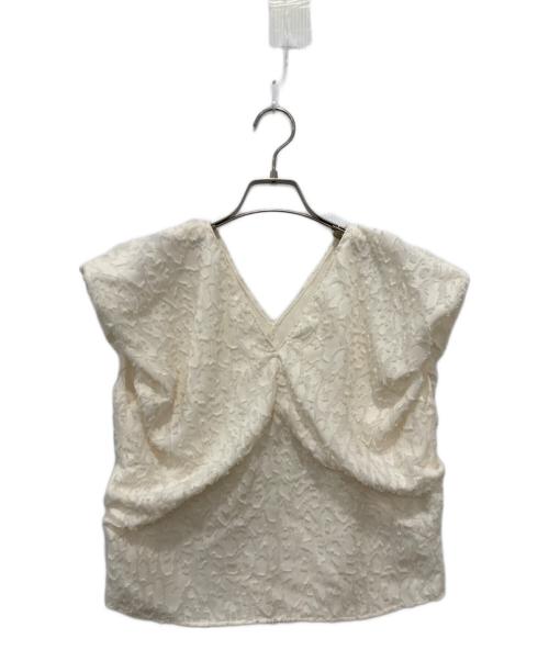 Noble（ノーブル）Noble (ノーブル) レオパードジャガードデコルテVブラウス アイボリー サイズ:FREEの古着・服飾アイテム