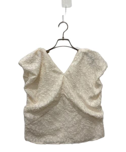 Noble（ノーブル）Noble (ノーブル) レオパードジャガードデコルテVブラウス アイボリー サイズ:FREEの古着・服飾アイテム