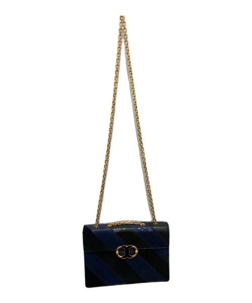 TORY BURCH（トリーバーチ）TORY BURCH (トリーバーチ) チェーンショルダーバッグ ブルーの古着・服飾アイテム