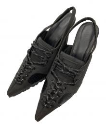 YELLO（イエロ）の古着「レースアップヒールパンプス」｜ブラック