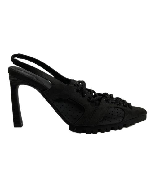 YELLO（イエロ）YELLO (イエロ) レースアップヒールパンプス ブラック サイズ:Mの古着・服飾アイテム