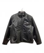 Liugoo Leathersリューグーレザーズ）の古着「シングルライダースジャケット」｜ブラック