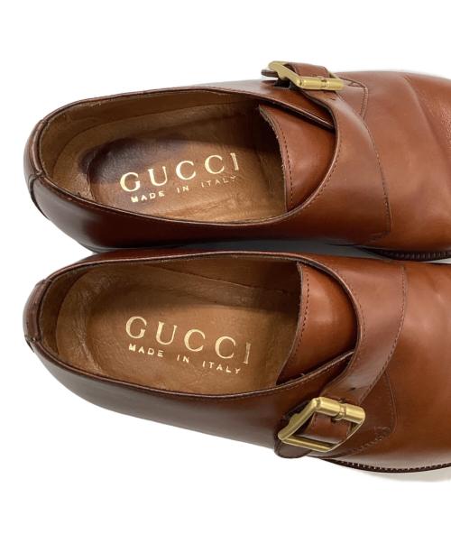 GUCCI（グッチ）GUCCI (グッチ) モンクストラップシューズ ブラウン サイズ:40の古着・服飾アイテム