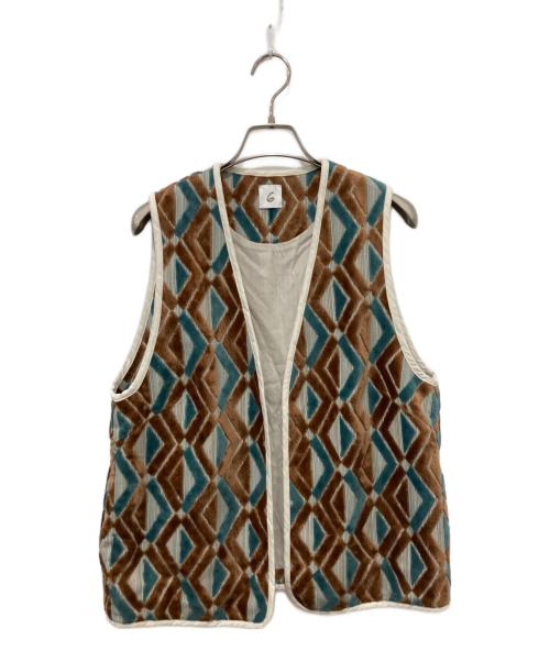 6(ROKU) BEAUTY&YOUTH（ロク ビューティーアンドユース）6(ROKU) BEAUTY&YOUTH (ロク ビューティーアンドユース) DIAMOND MOTIF CUT PILE VEST ブラウン サイズ:FREEの古着・服飾アイテム