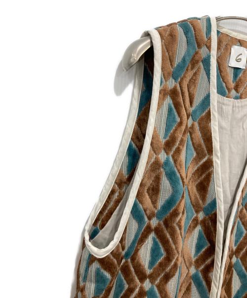6(ROKU) BEAUTY&YOUTH（ロク ビューティーアンドユース）6(ROKU) BEAUTY&YOUTH (ロク ビューティーアンドユース) DIAMOND MOTIF CUT PILE VEST ブラウン サイズ:FREEの古着・服飾アイテム