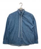 45rpm45アールピーエム）の古着「瑠璃ダンガリーデニムのボウタイクッペシャツ」｜インディゴ
