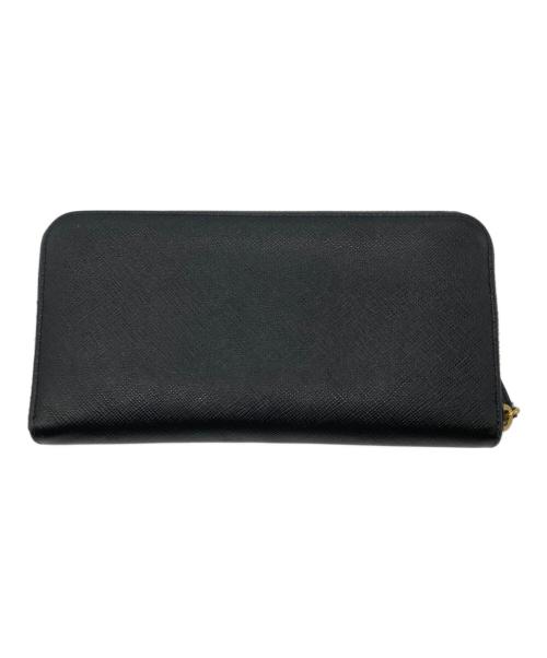 PRADA（プラダ）PRADA (プラダ) サフィアーノ リボン ラウンドジップ ロングウォレット ブラックの古着・服飾アイテム