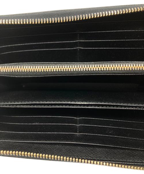 PRADA（プラダ）PRADA (プラダ) サフィアーノ リボン ラウンドジップ ロングウォレット ブラックの古着・服飾アイテム