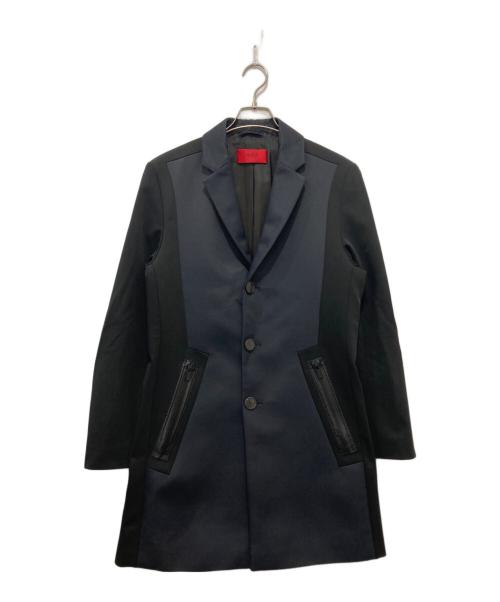 HUGO BOSS（ヒューゴ ボス）HUGO BOSS (ヒューゴ ボス) チェスターコート ネイビー×ブラック サイズ:UK44の古着・服飾アイテム